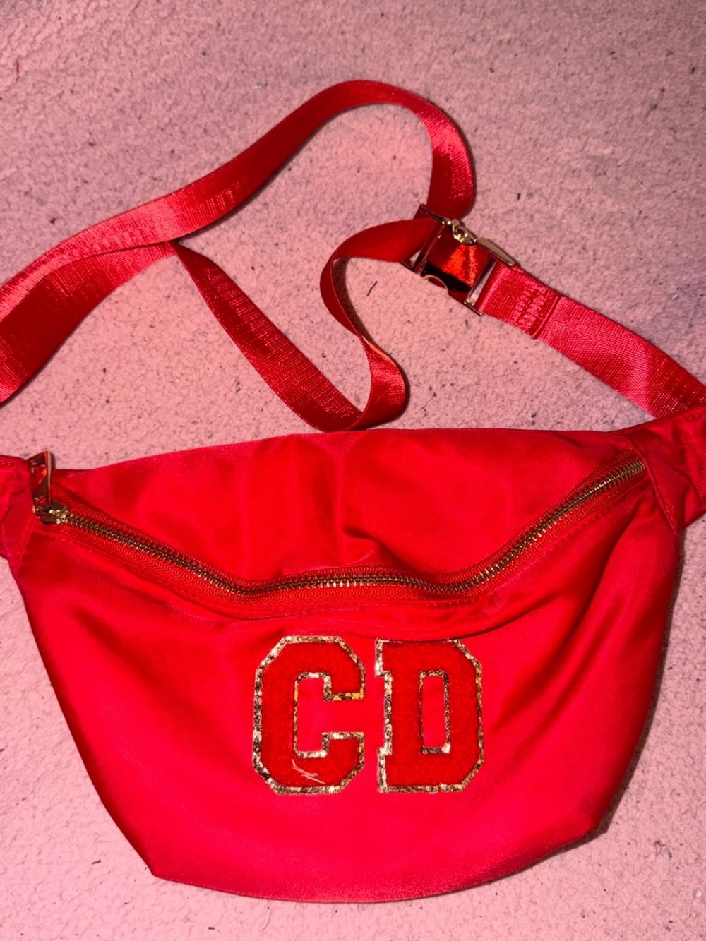 Red Women's Crossbody Belt Bag with GD Monogram